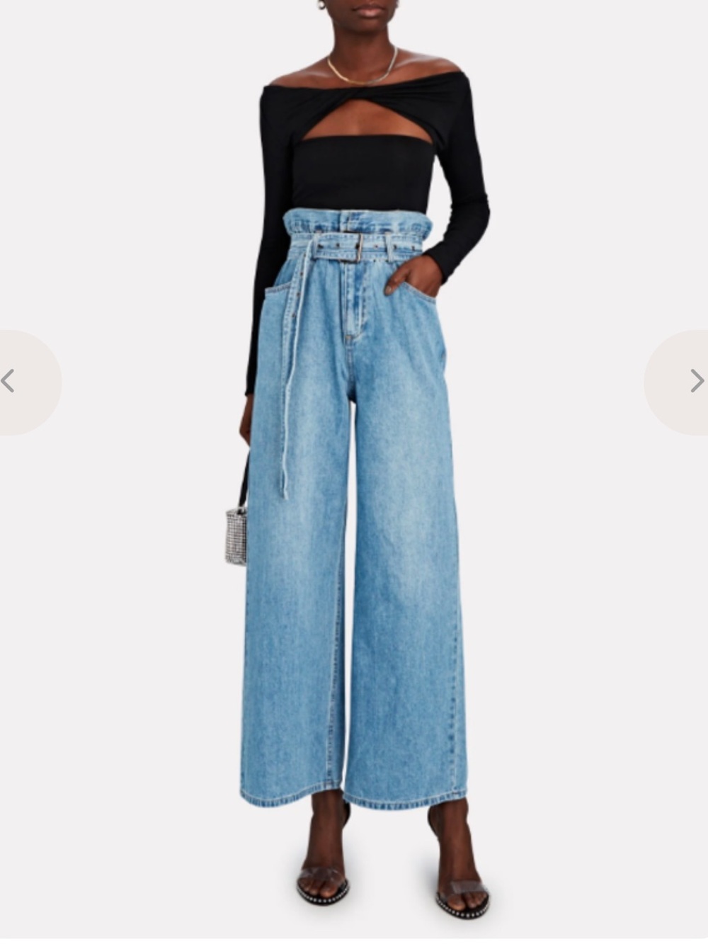 Sea New York Light Blue High-Waist Paperbag Wide-Leg Jeans